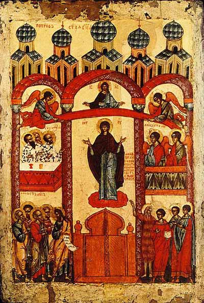 Покров Пресвятой Богородицы. Икона 1401-25.